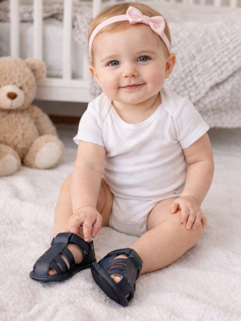 New Infant Navy Crib Sandals 👶 First Impressions Baby Shoes Size 0 Soft Sole